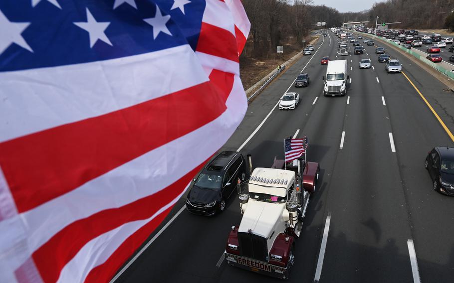 ‘peoples Convoy Reaches Dc Beltway Plans To Continue Slow Loop On Monday Stars And Stripes 